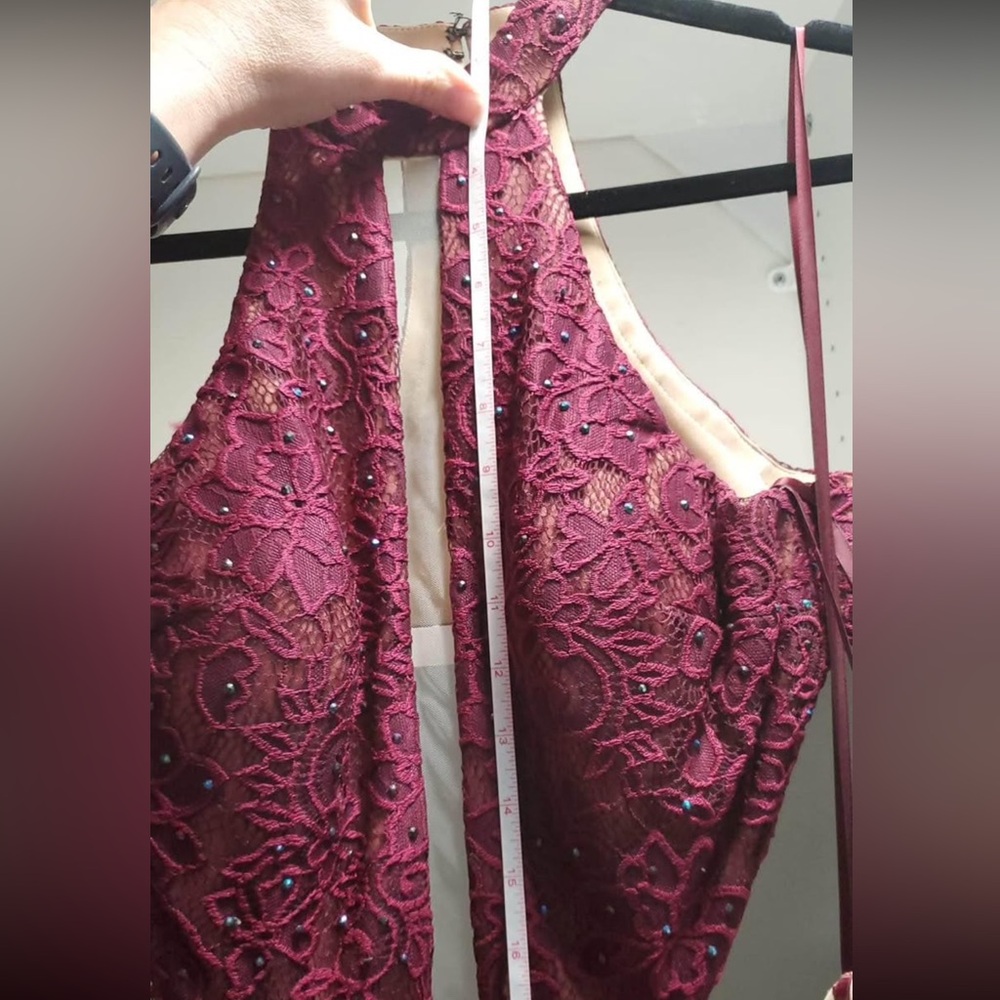 La Femme Red Sequin Halter Gown - Picture 4 of 9